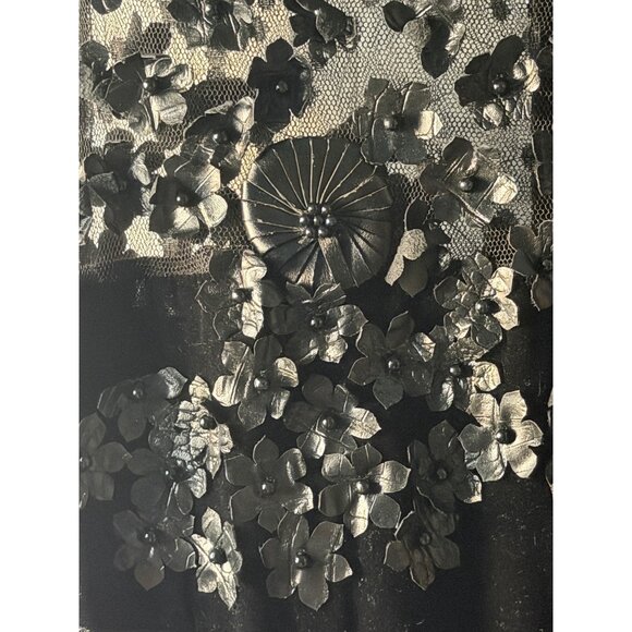 Amen Couture Black Leather Appliqué Sheer Mini Dress Sample Size 40 US 4 - Picture 7 of 16